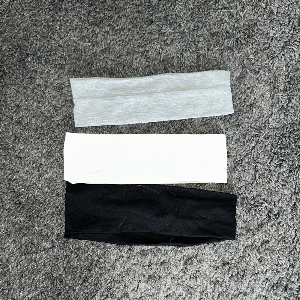 Set of Three Headbands - Black, White, Gray